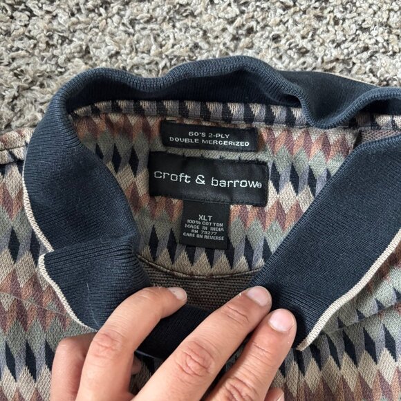 Vintage Croft & Barrow Polo Shirt XLT 60s 2-Ply Cotton Diamond Pattern Short Sle - Picture 4 of 6